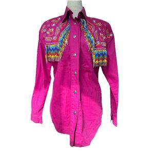 Vintage 90s Embroidered Beaded Western Shirt S Fits Like L Rodeo Cowgirl